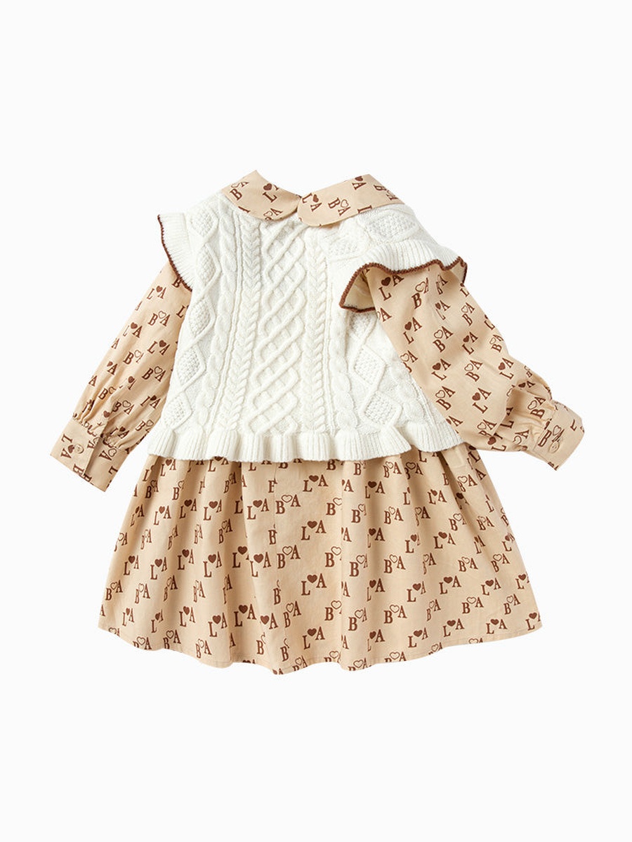 All Over Print Dress and Vest Set