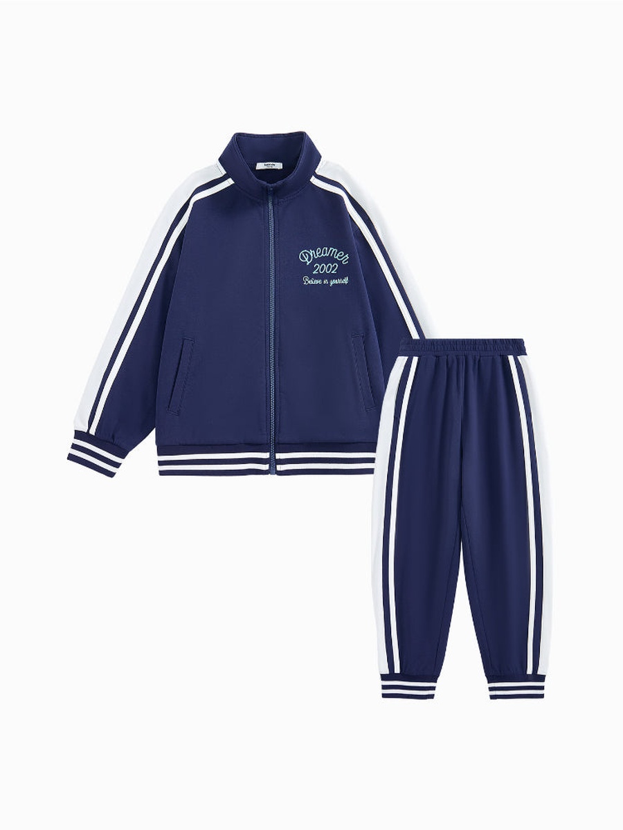 Striped Trim Jacket and Joggers Set