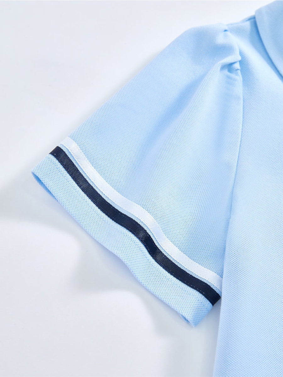 Plain Polo T-Shirt and Pleated Skirt Set