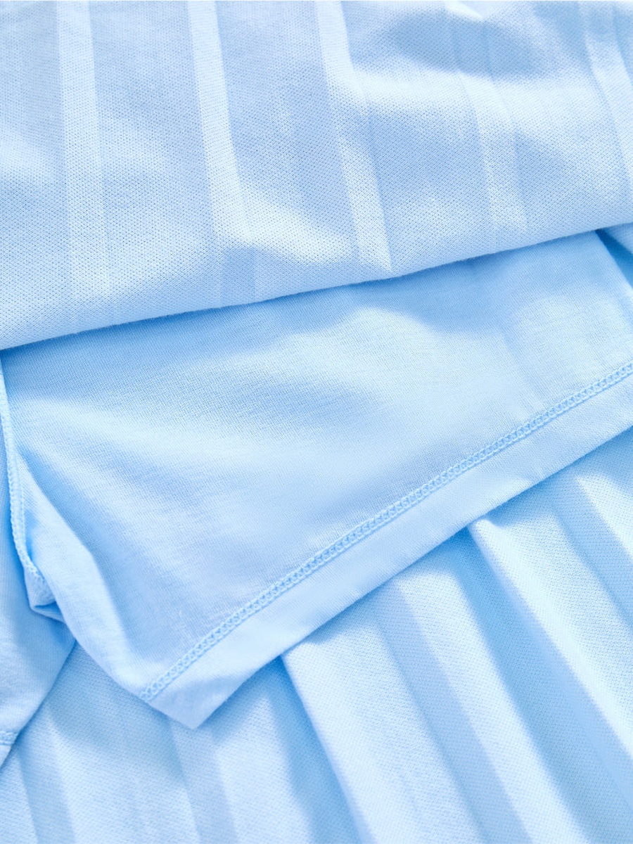 Plain Polo T-Shirt and Pleated Skirt Set
