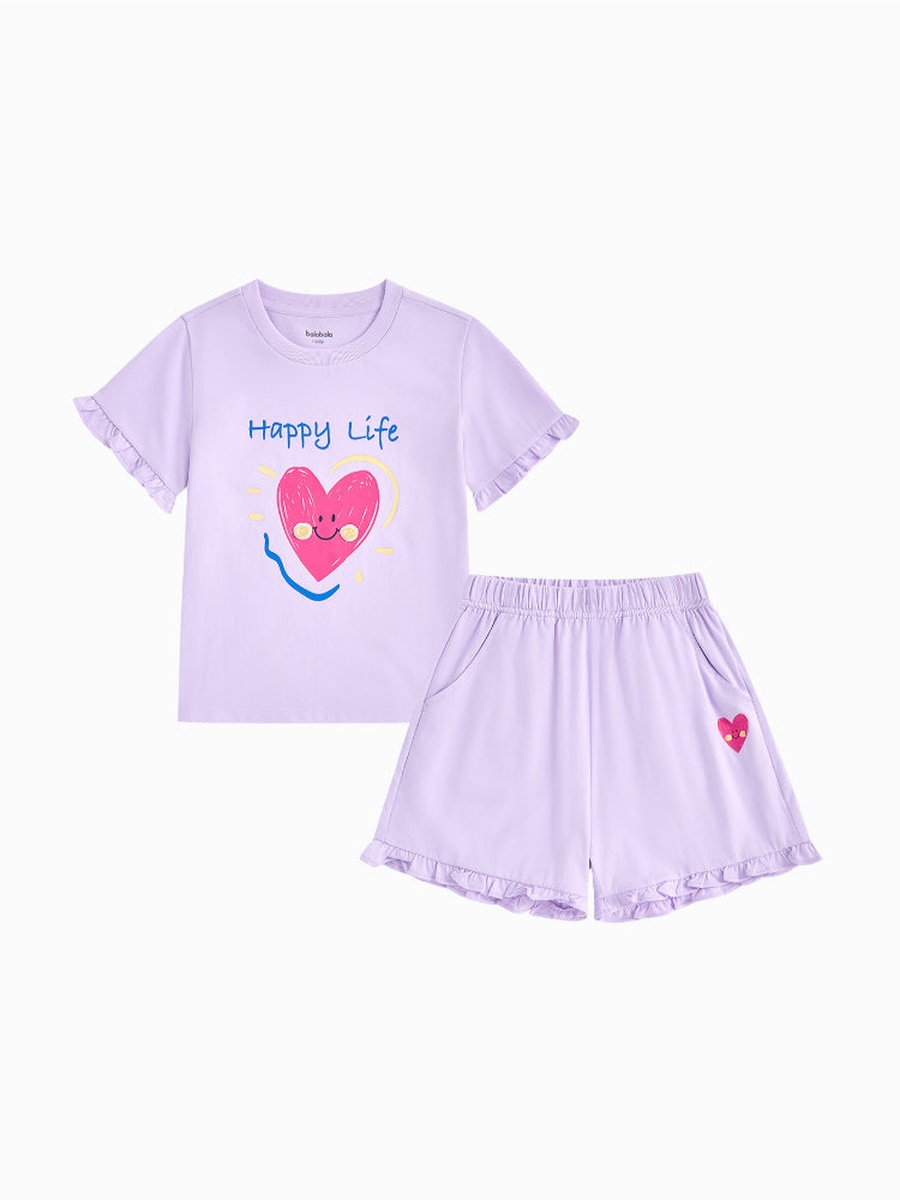 Printed Ruffled T-Shirt and Shorts Set