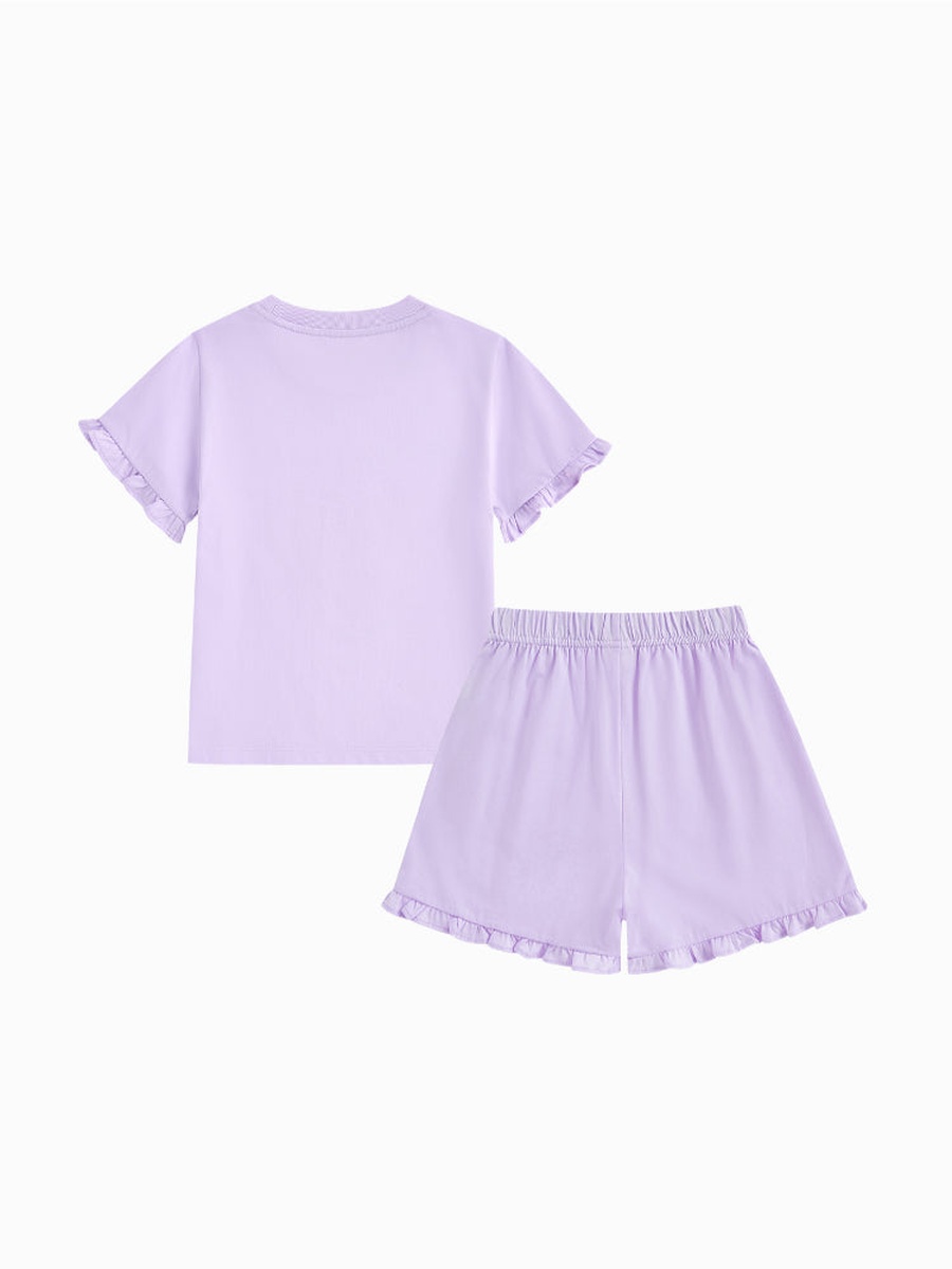 Printed Ruffled T-Shirt and Shorts Set