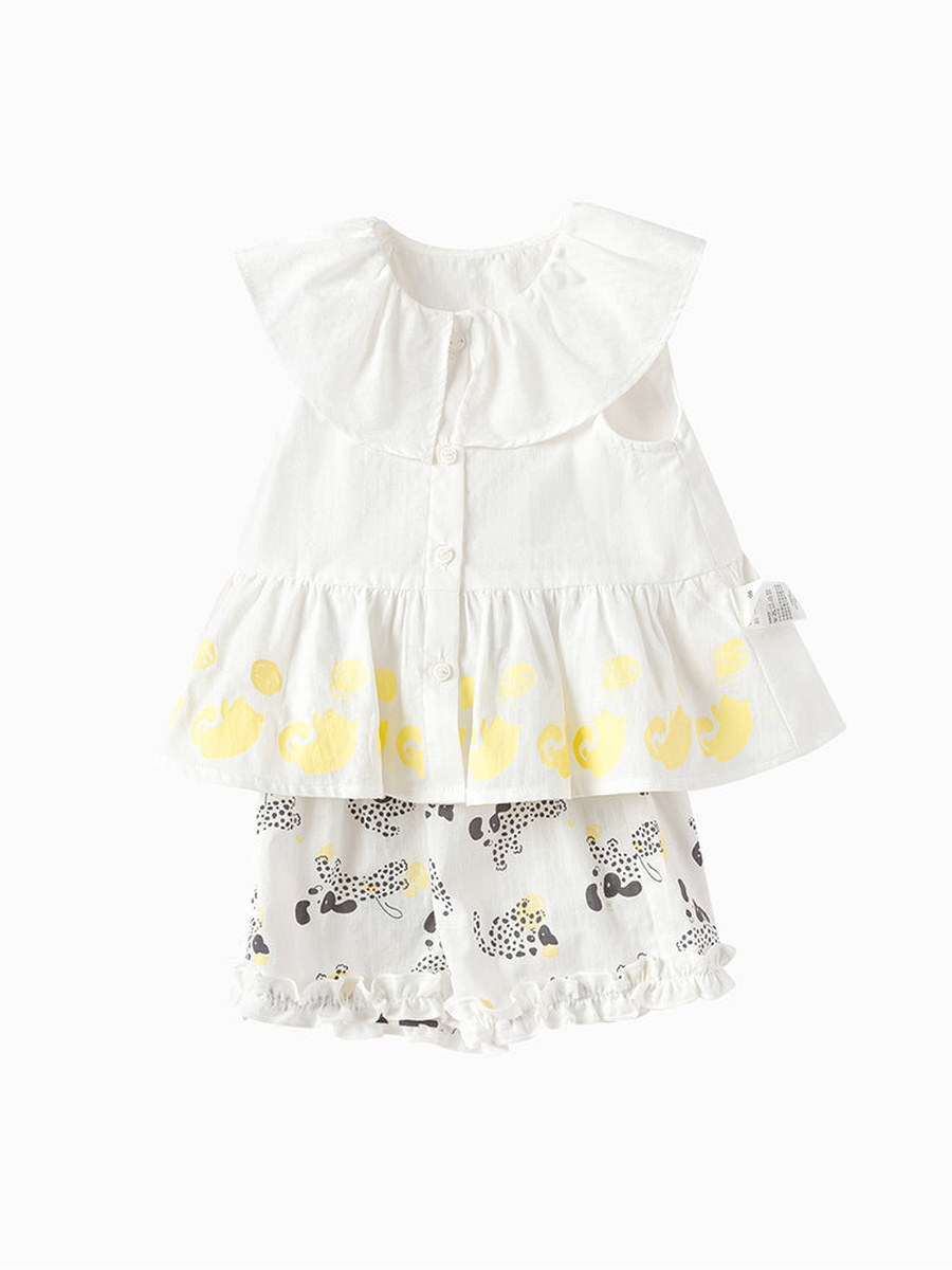 Ruffle Printed Top and Shorts Set