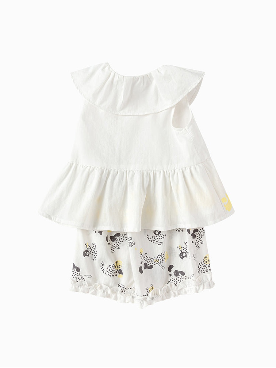 Ruffle Printed Top and Shorts Set