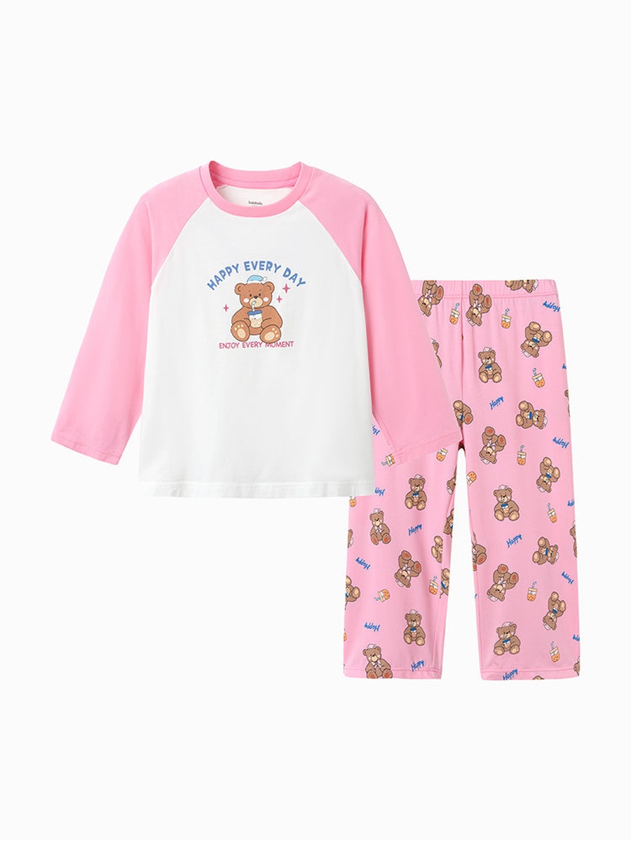 Bear Graphic T-Shirt and Pyjama Set
