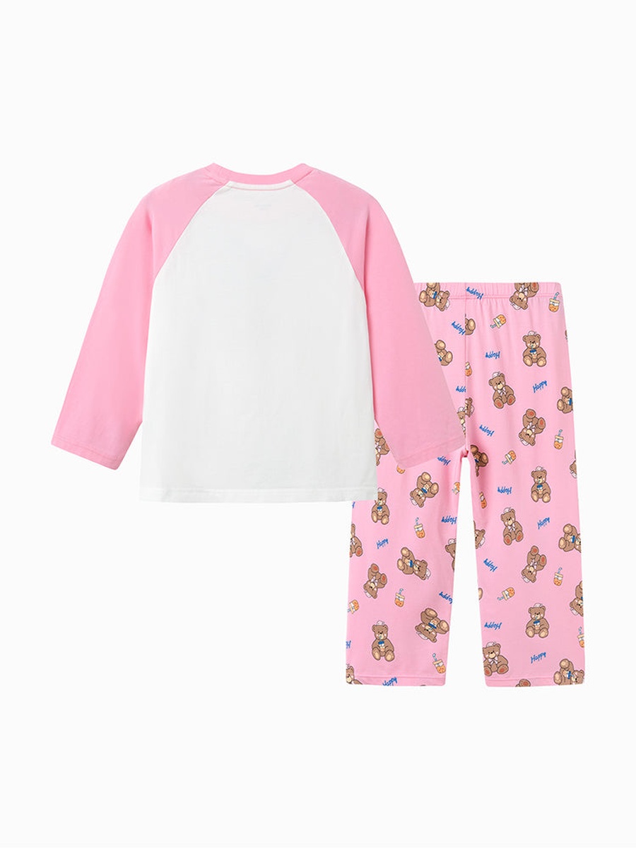 Bear Graphic T-Shirt and Pyjama Set