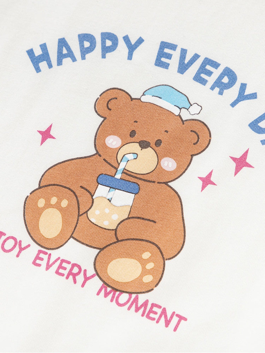 Bear Graphic T-Shirt and Pyjama Set