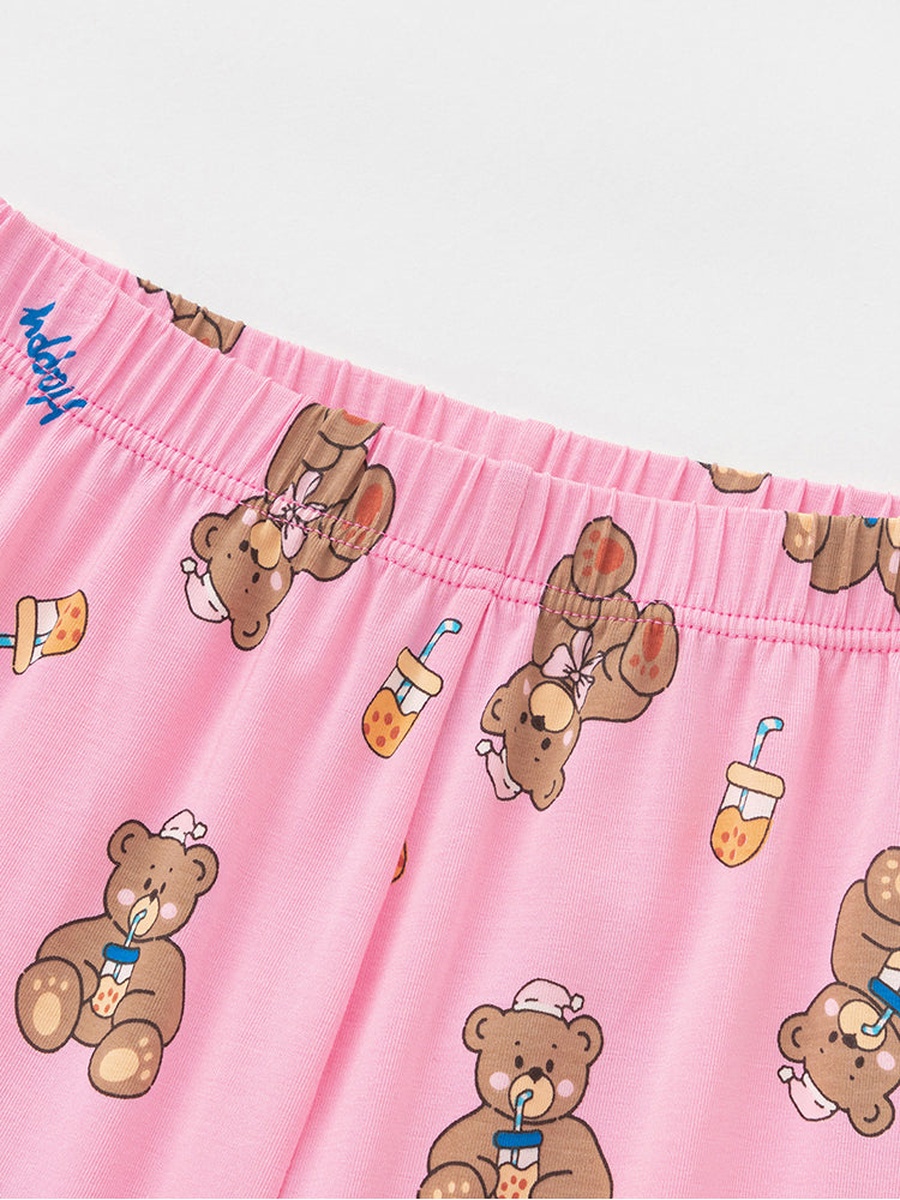 Bear Graphic T-Shirt and Pyjama Set