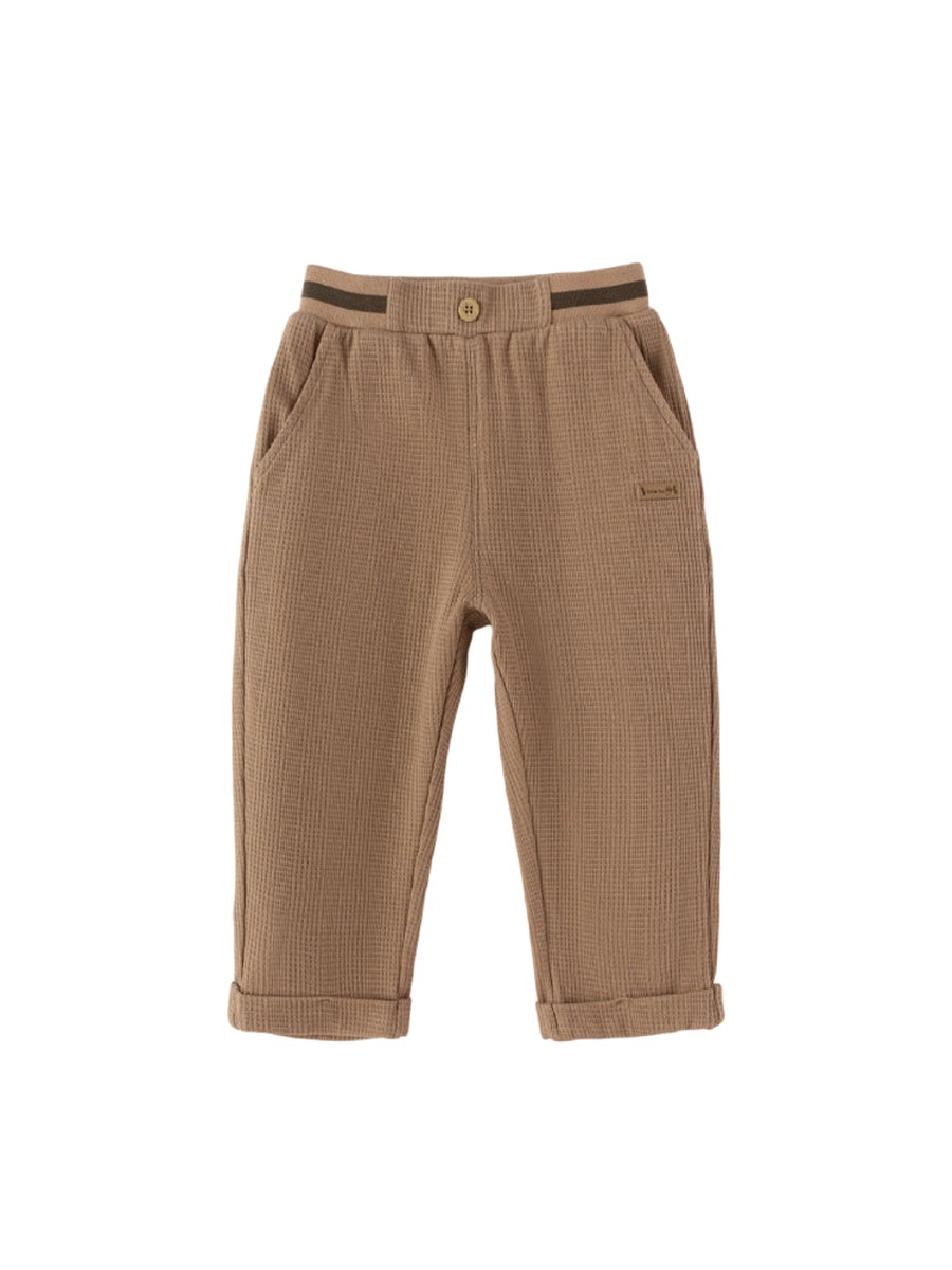 Textured Pants with Elastic Waistband