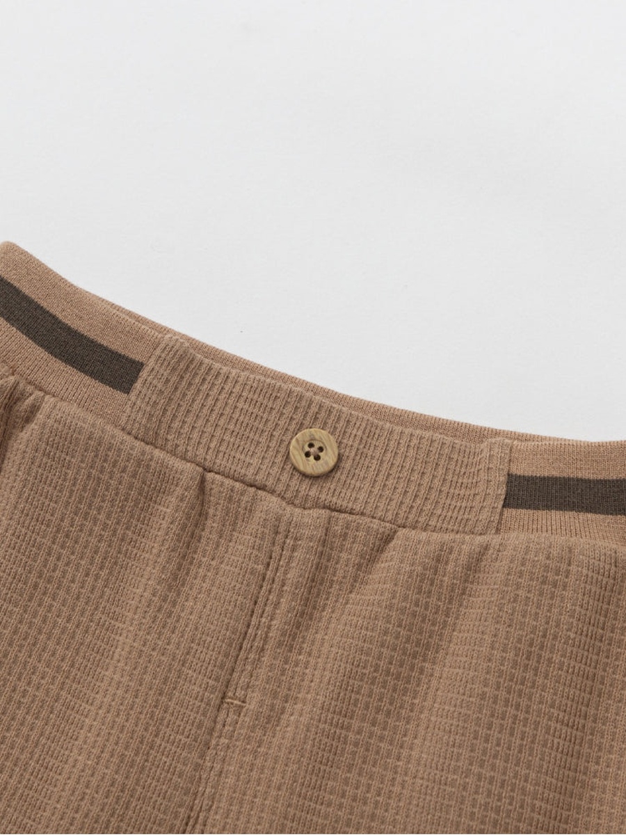 Textured Pants with Elastic Waistband