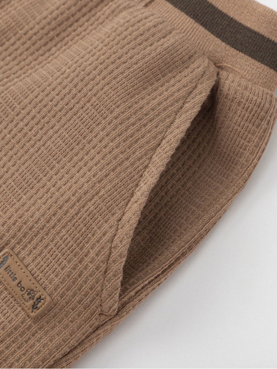 Textured Pants with Elastic Waistband