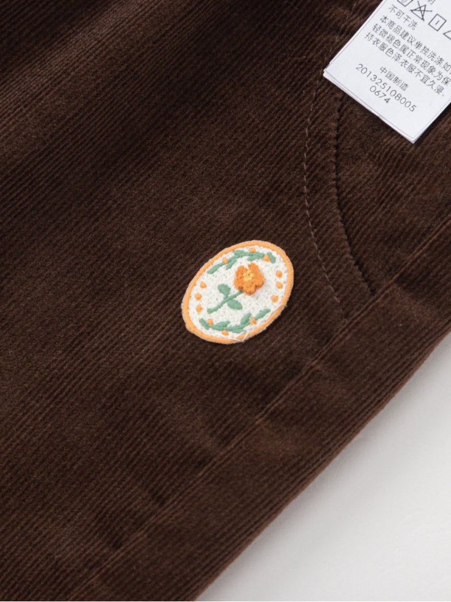 Corduroy Pants with Ruffled Hem