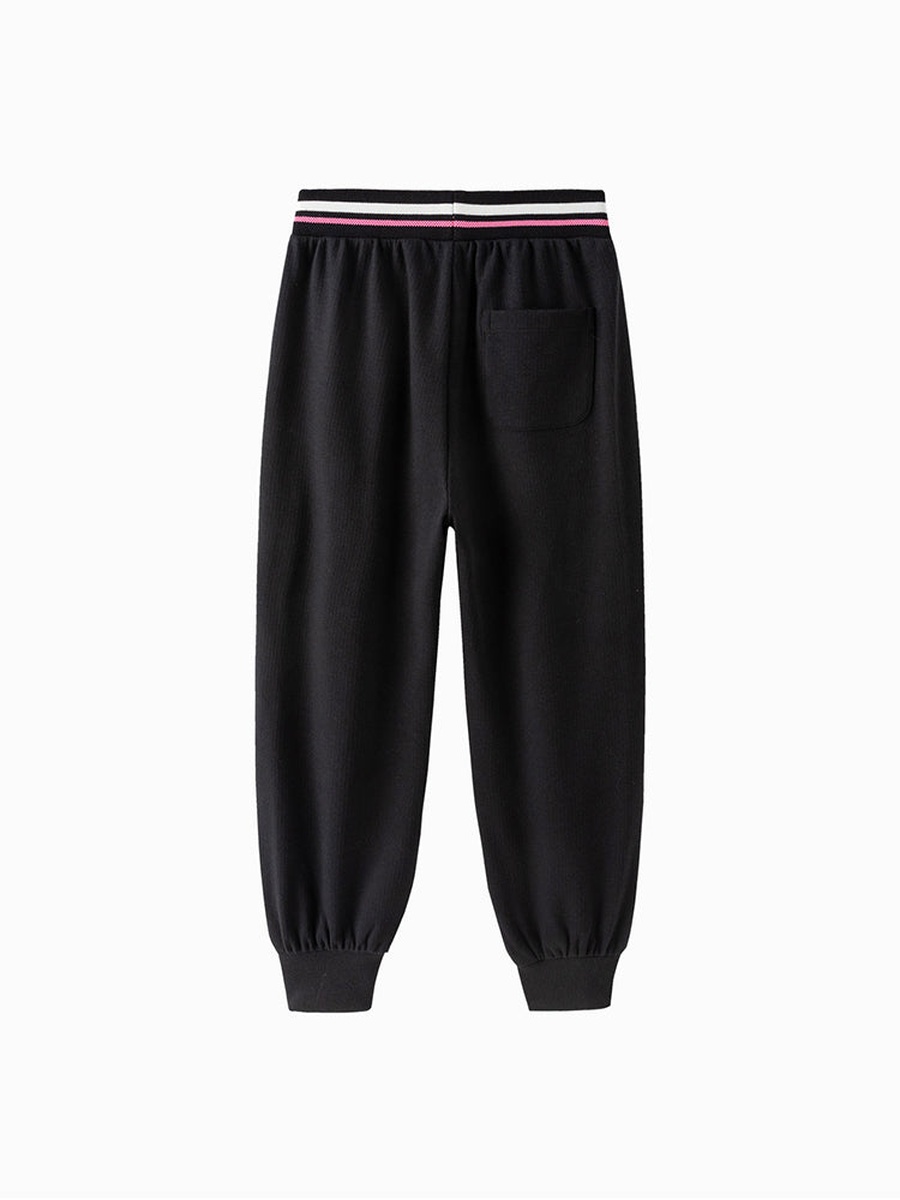 Striped Waist Joggers with Embroidery