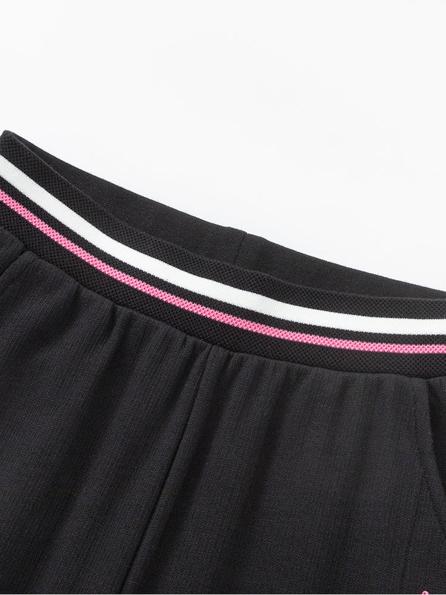 Striped Waist Joggers with Embroidery