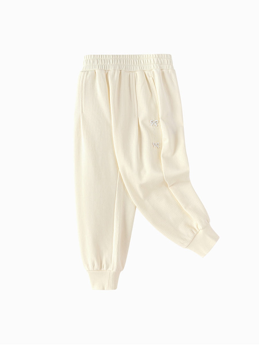 Elastic Waist Joggers with Embroidery