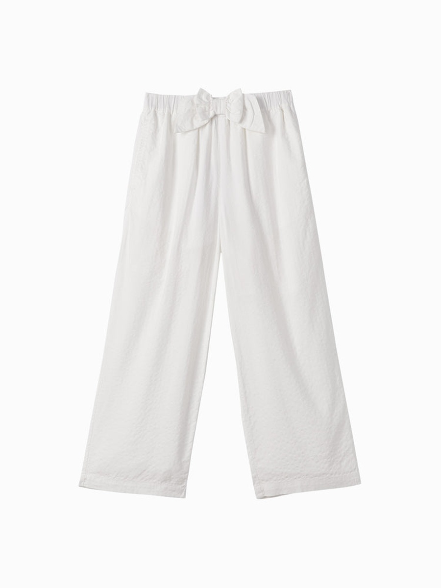 Bow Detail Elastic Waist Pants