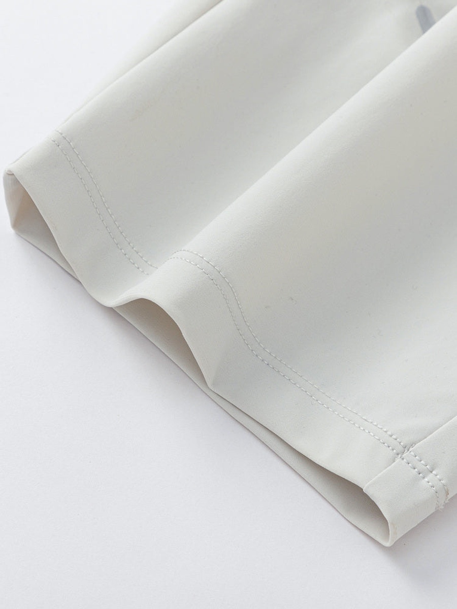 Solid Mid-Length Pants