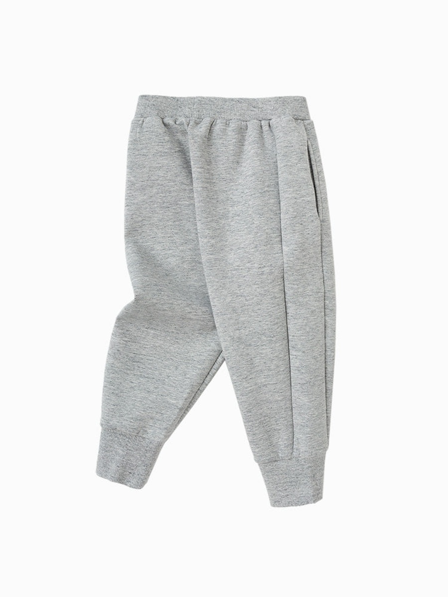 Elastic Waist Joggers with Bear Patch