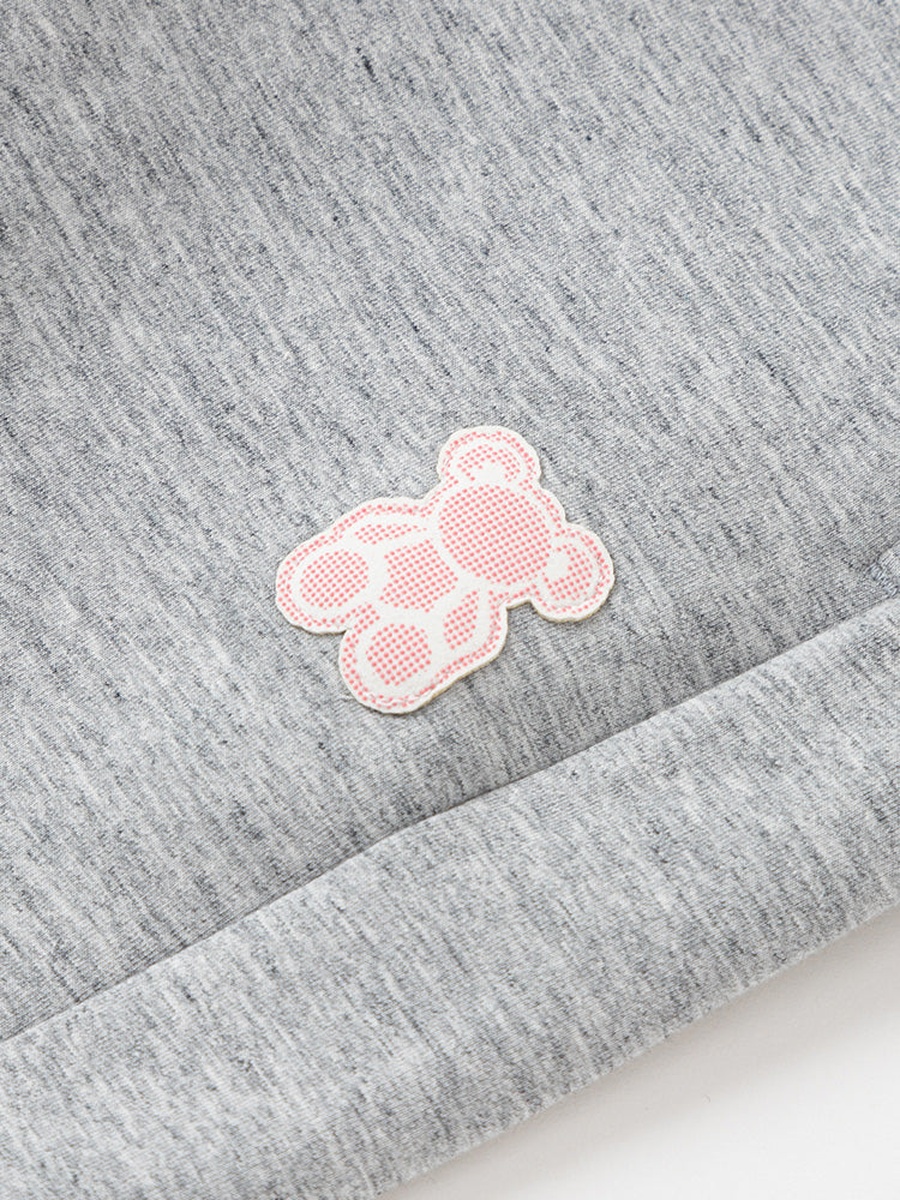 Elastic Waist Joggers with Bear Patch