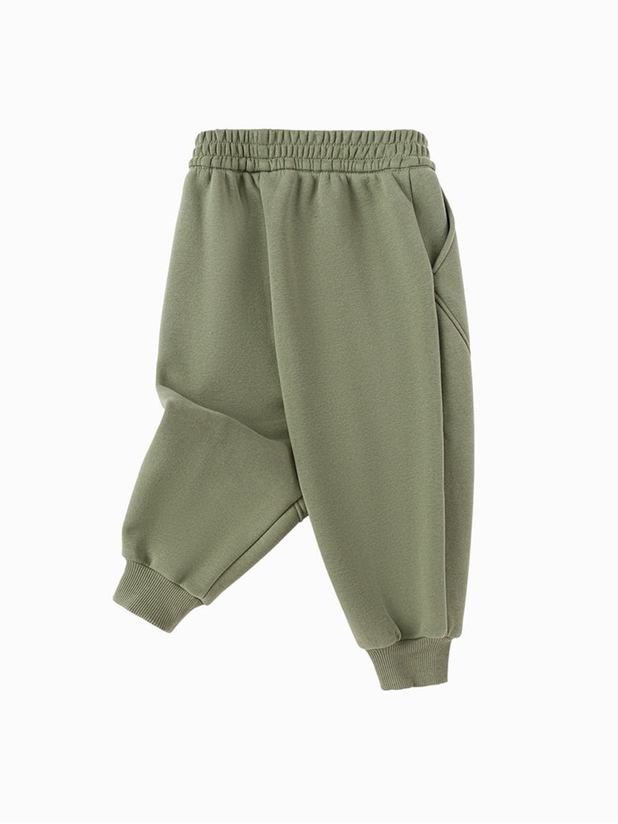 Elastic Waist Joggers with Embroidery