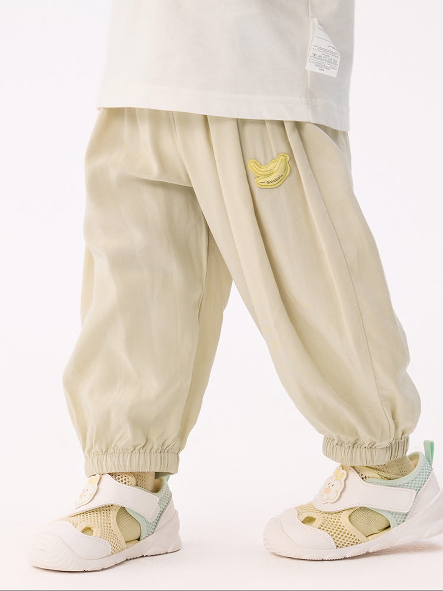 Flowy Pants with Elastic Waist and Padded Details