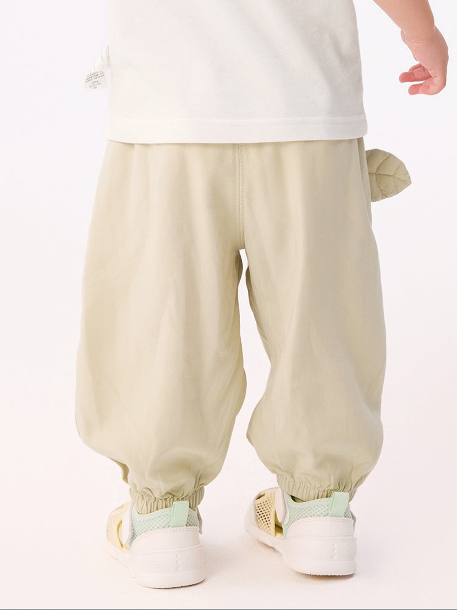 Flowy Pants with Elastic Waist and Padded Details
