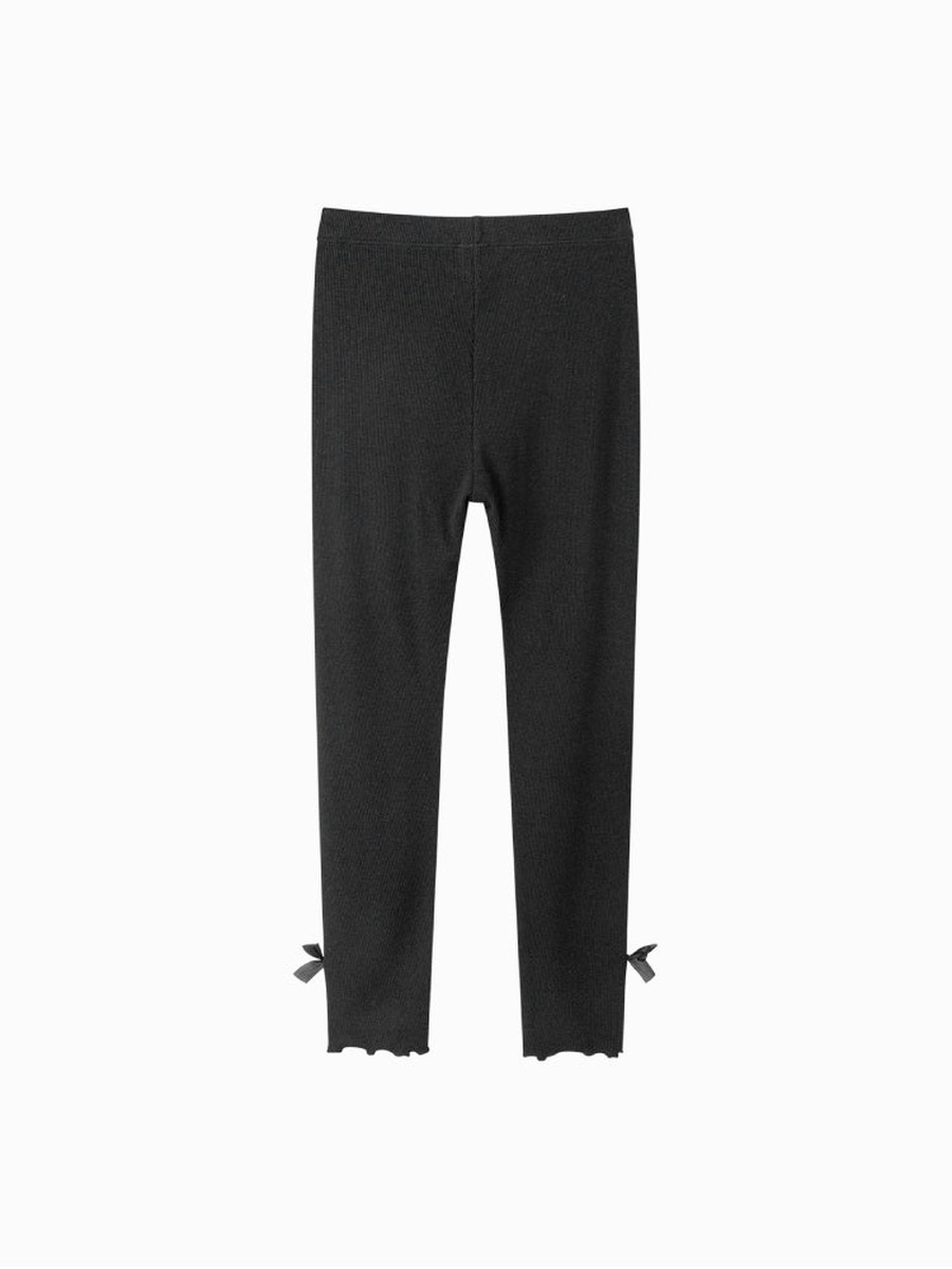 Ribbed Leggings with Side Bow Detail