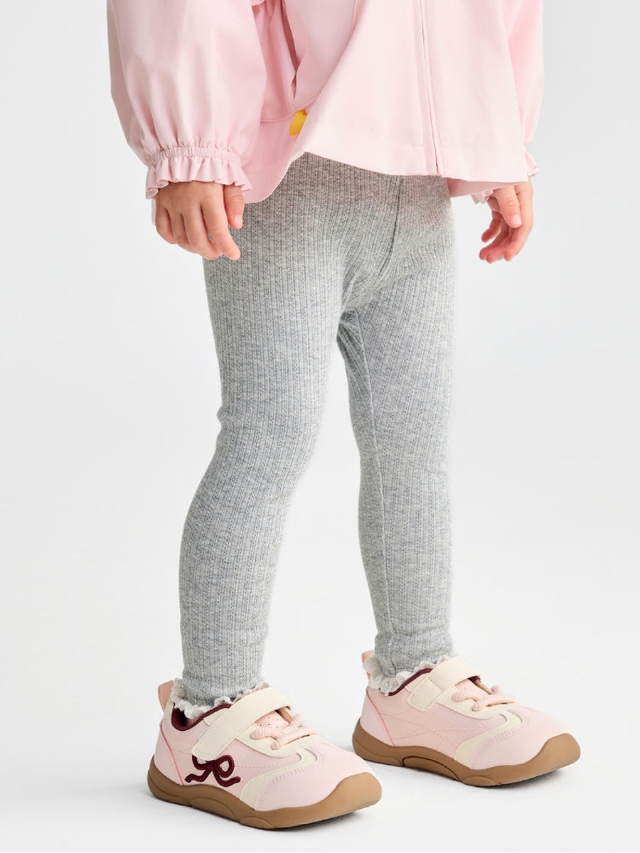 Ribbed Leggings with Bow Accent