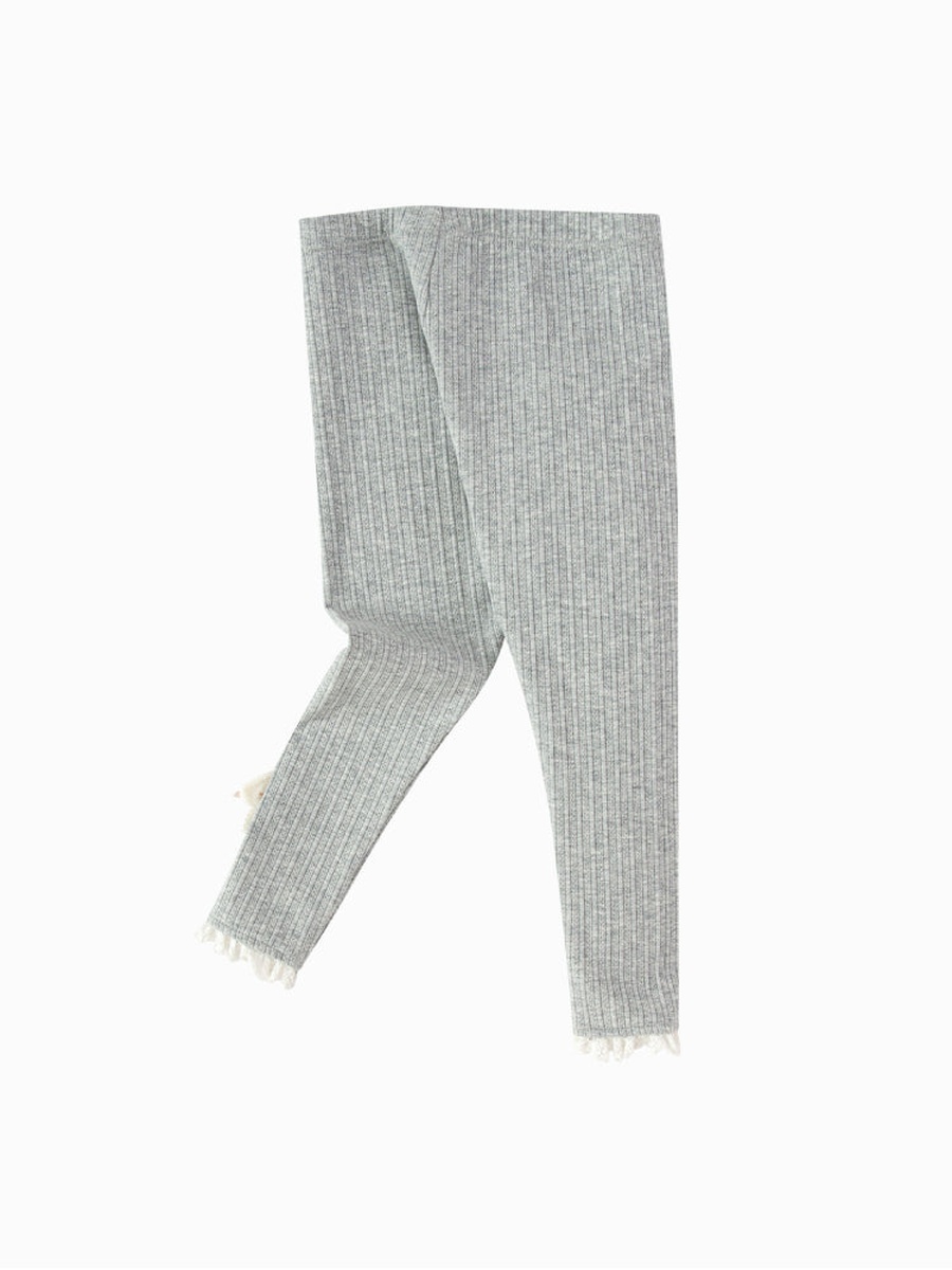 Ribbed Leggings with Bow Accent