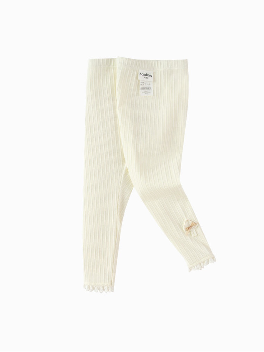 Ribbed Leggings with Bow Accent