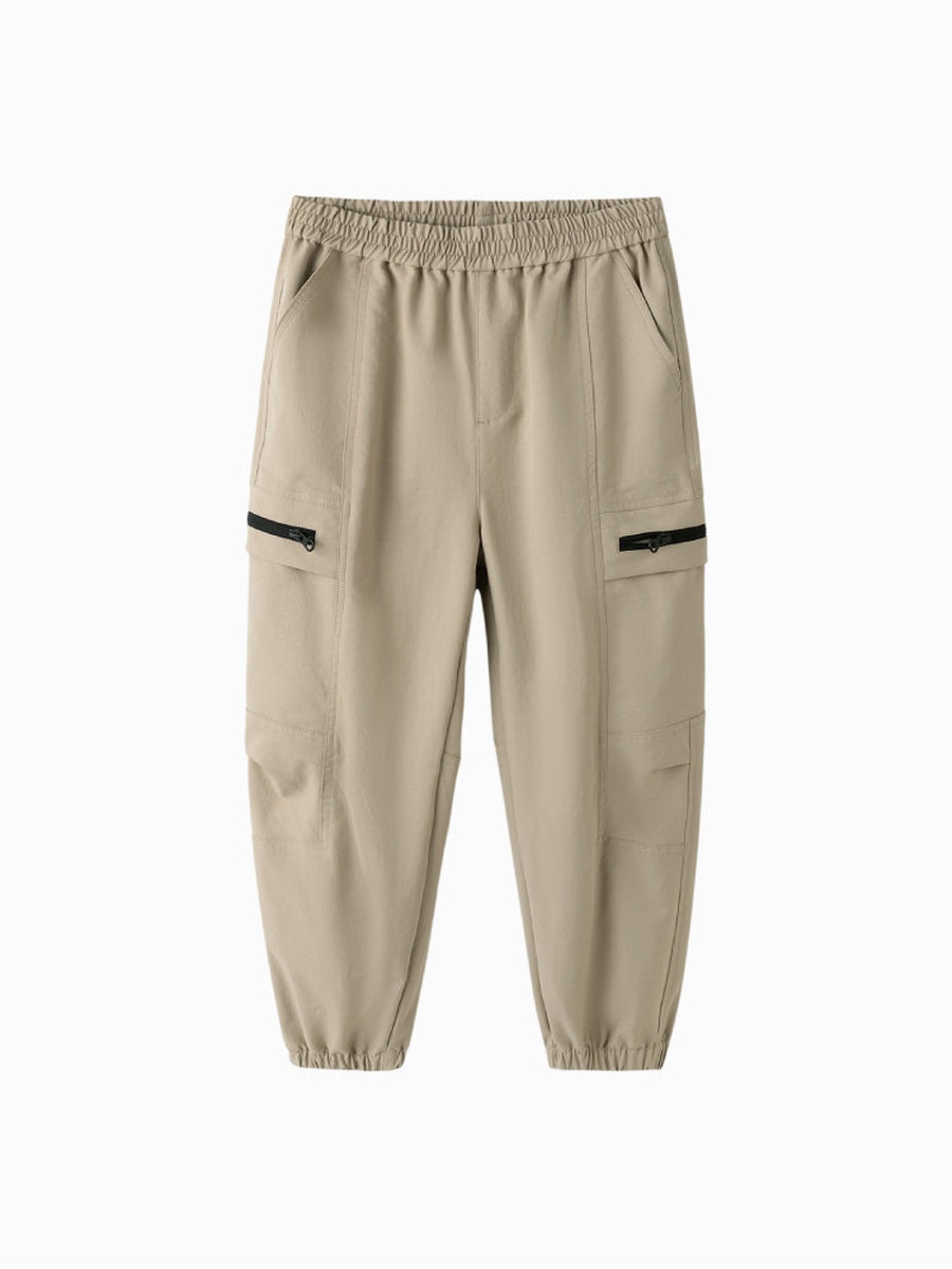 Solid Cargo Joggers with Zip Pockets