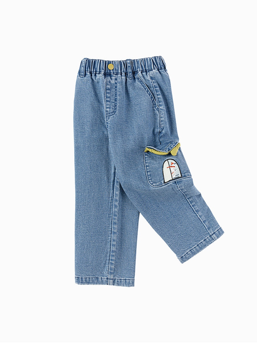 Embroidered Cargo Pocket Jeans