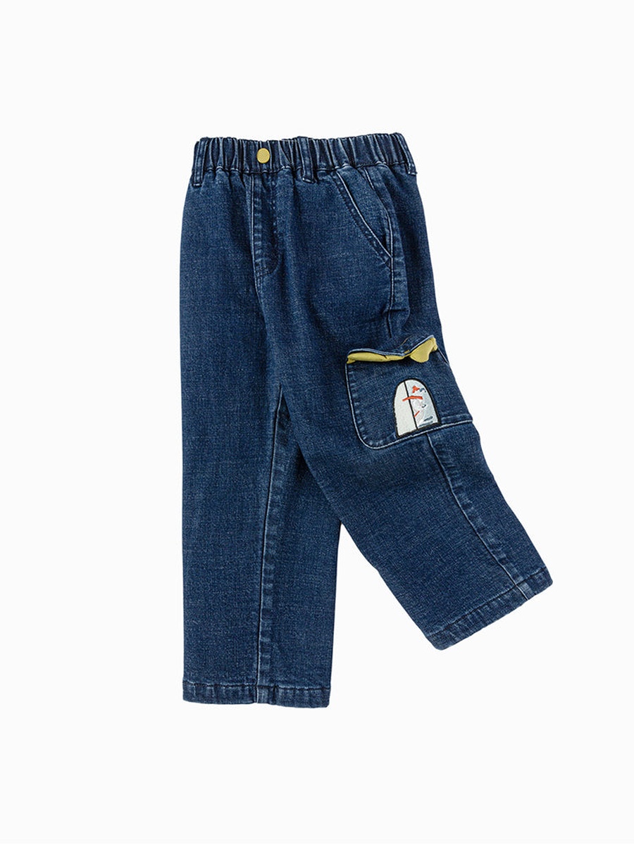 Embroidered Cargo Pocket Jeans