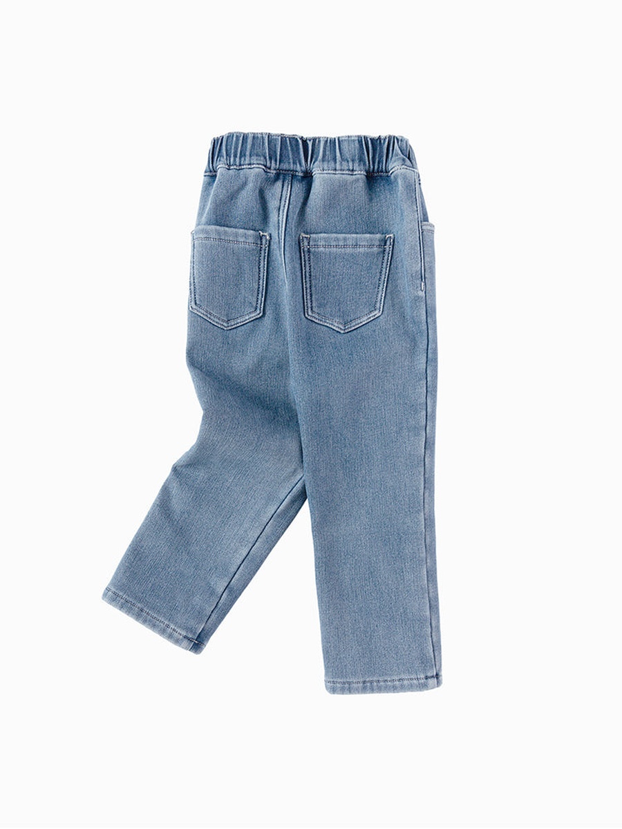 Elastic Waist Jeans with Patch