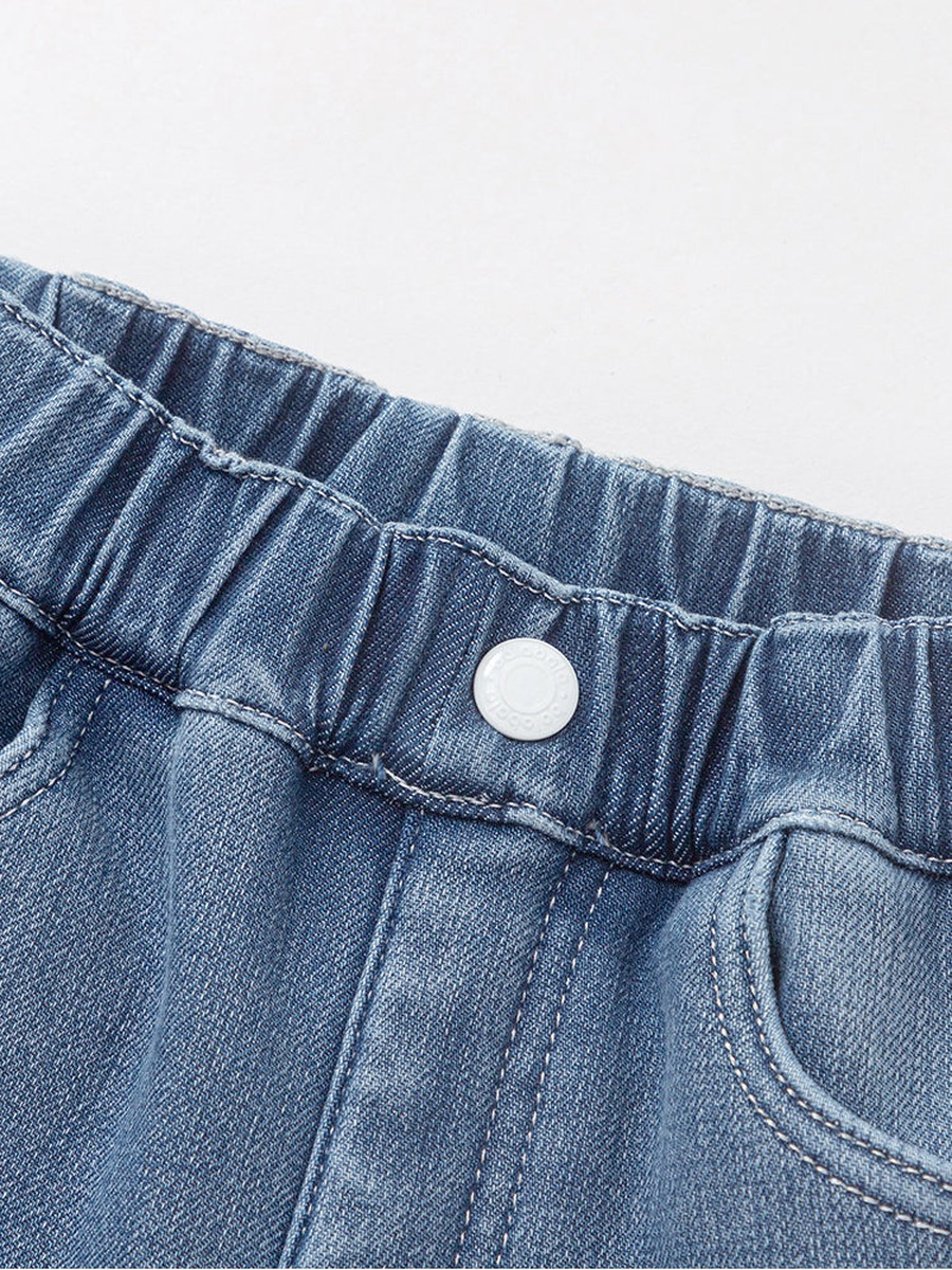 Elastic Waist Jeans with Patch