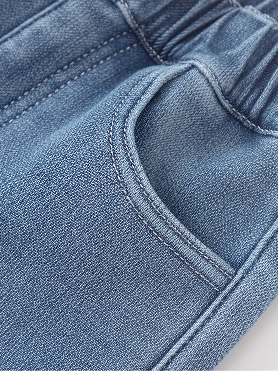 Elastic Waist Jeans with Patch