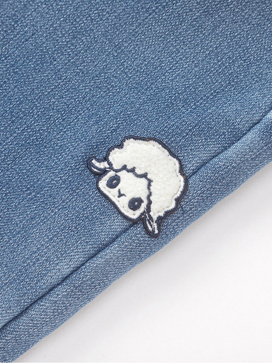 Elastic Waist Jeans with Patch