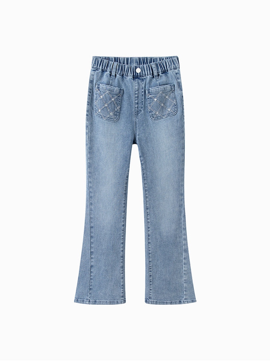 Embroidered Pocket Flare Jeans