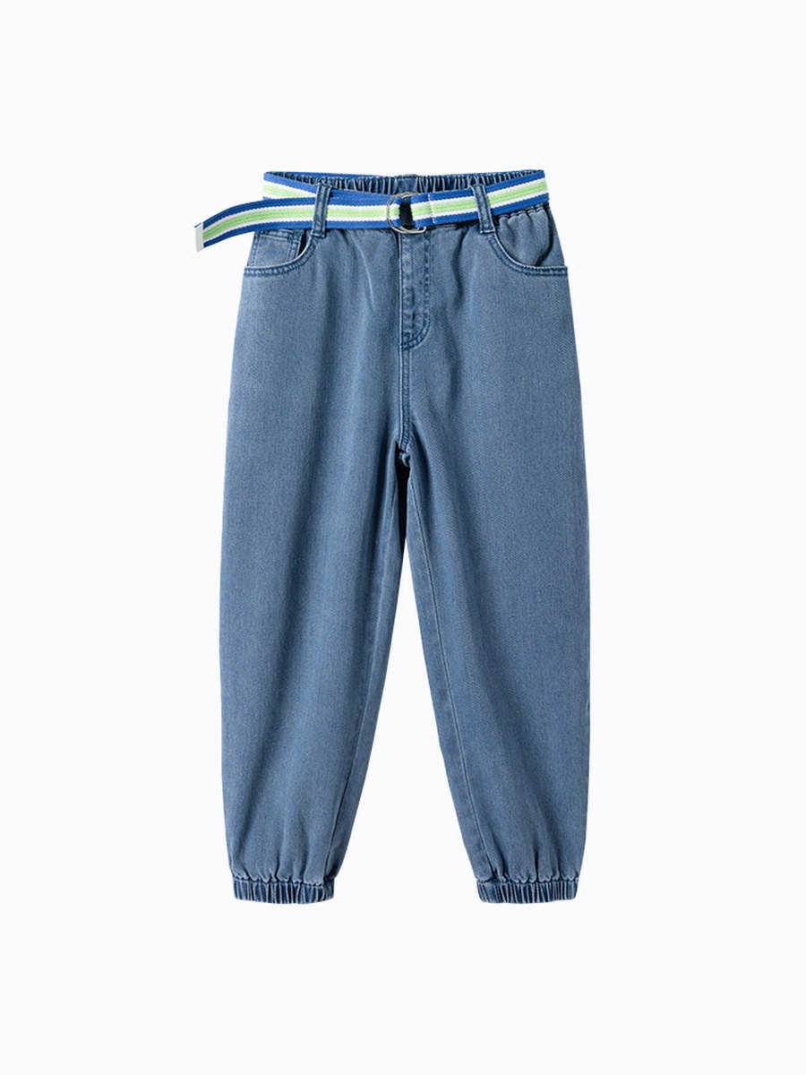 Solid Denim Jeans with Belt