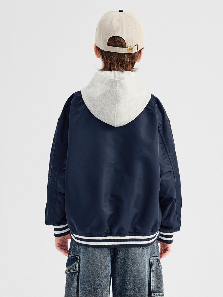 Varsity Zip-Up Jacket with Embroidery Patch