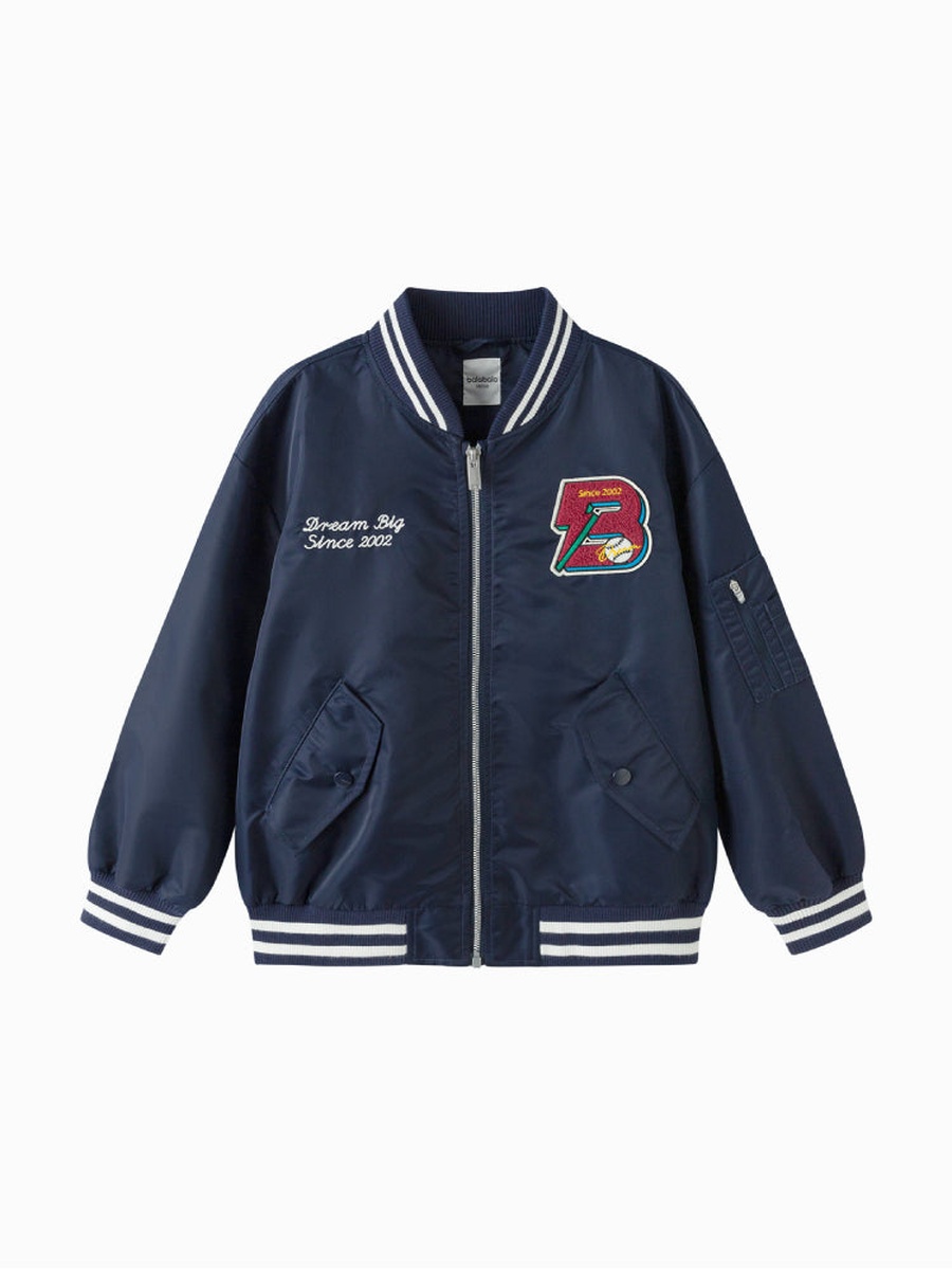 Varsity Zip-Up Jacket with Embroidery Patch