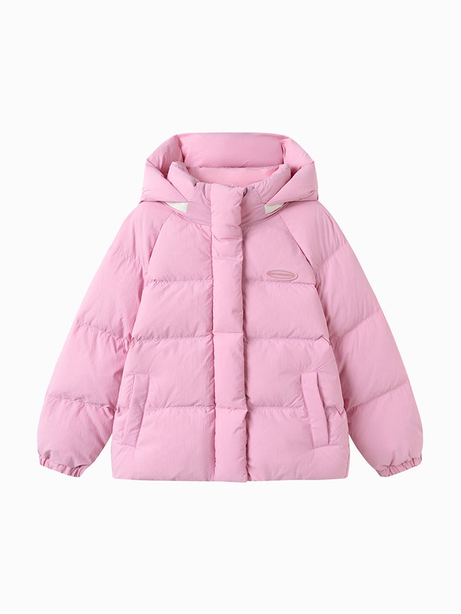 Solid Puffer Jacket with Hood