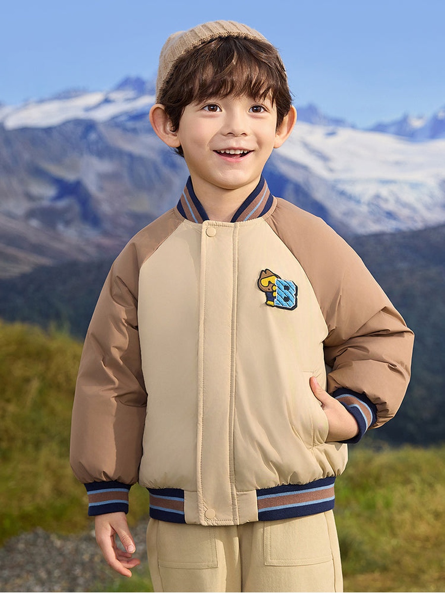 Contrast Winter Coat with Patch Detail