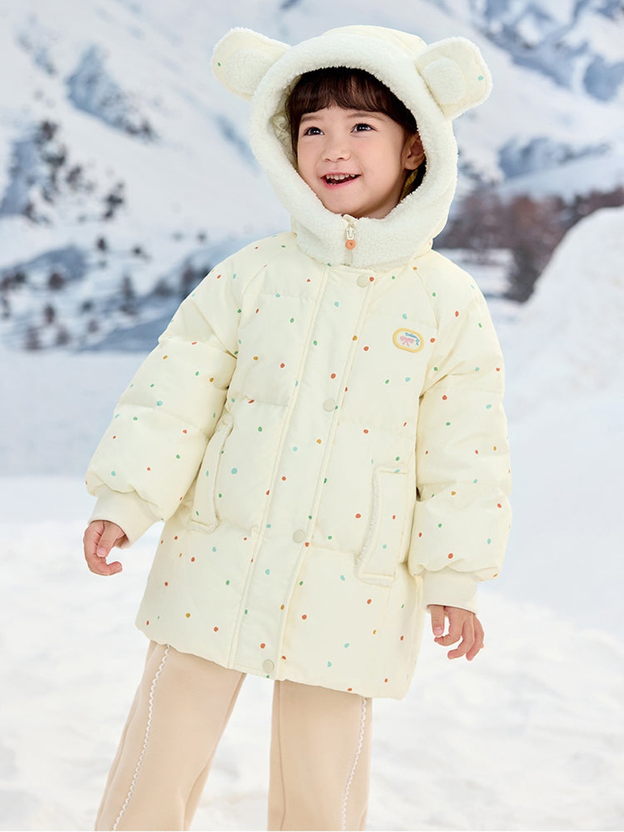 Printed Winter Coat with Hood