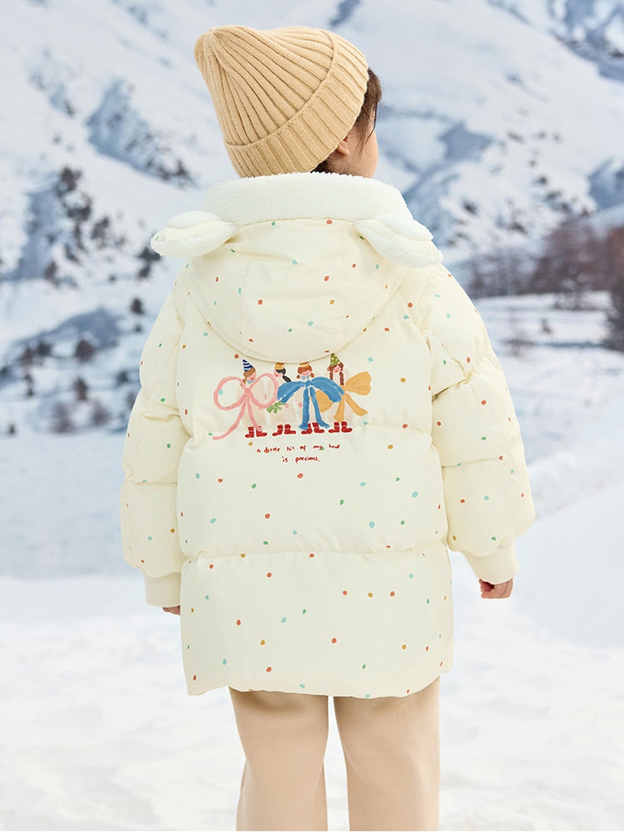Printed Winter Coat with Hood