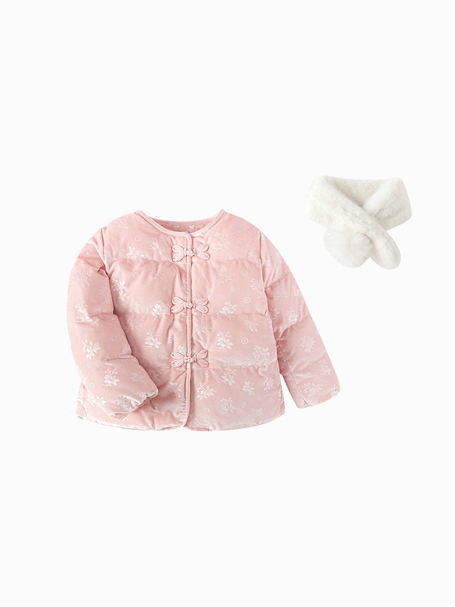 Padded Winter Coat with Neck Scarf