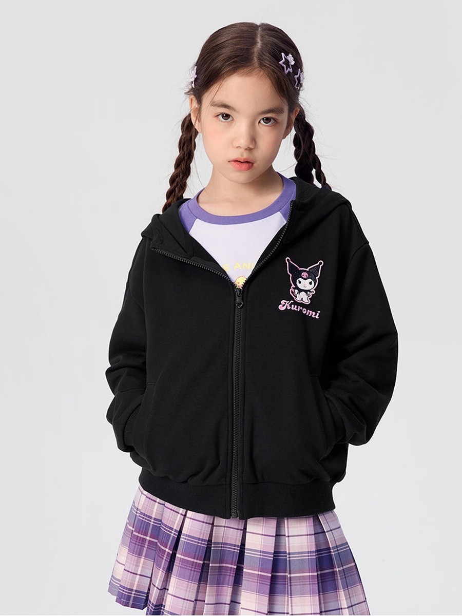 Hooded Jacket with Kuromi Embroidery