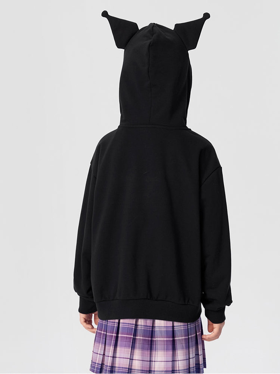 Hooded Jacket with Kuromi Embroidery