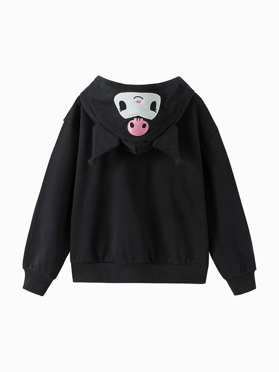 Hooded Jacket with Kuromi Embroidery