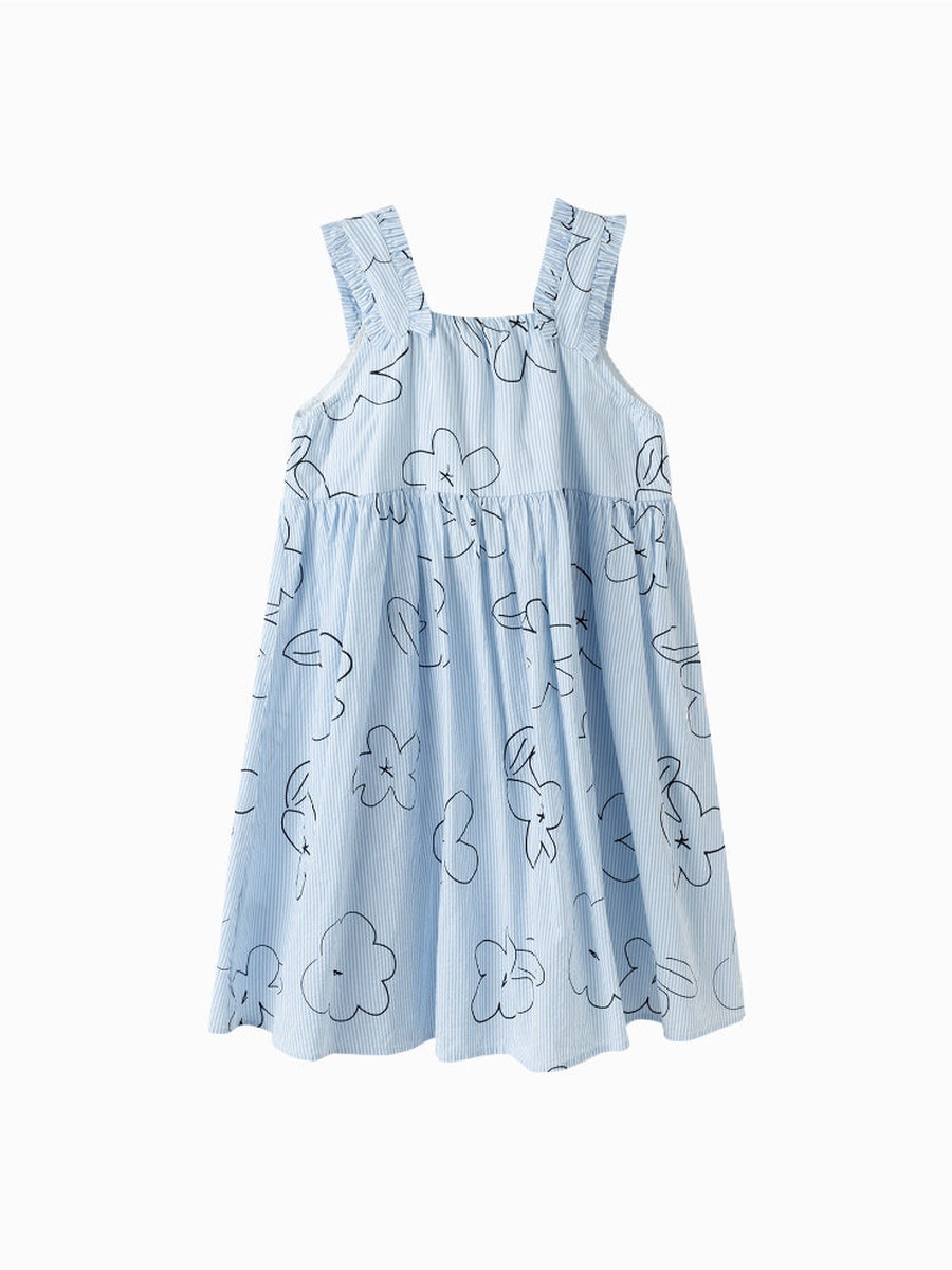 Striped Floral Sleeveless Dress